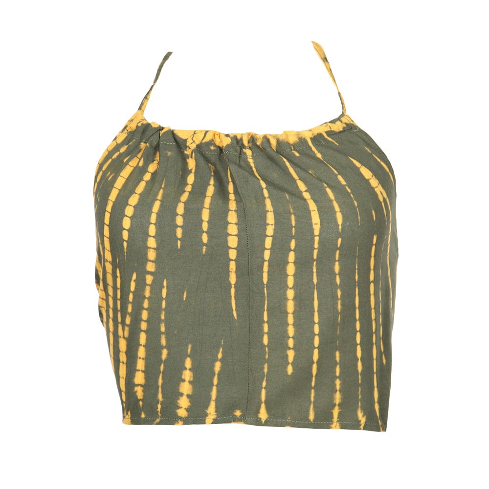Hippy Tie Dye Halter Top Green