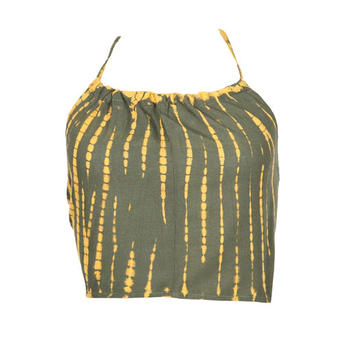 Hippy Tie Dye Halter Top Green