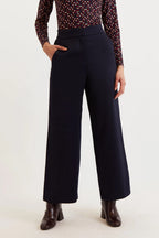Tilde Sustainable Satin Back Crepe Wide Leg Trousers - Navy