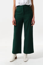 Tilde Sustainable Satin Back Crepe Wide Leg Trousers - Forest Green
