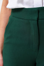 Tilde Sustainable Satin Back Crepe Wide Leg Trousers - Forest Green