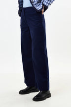 Tilde Lightweight Baby Cord Wide Leg Trousers - Navy