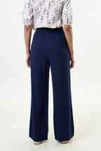 Tilde Linen Mix Straight Leg Trousers - Navy