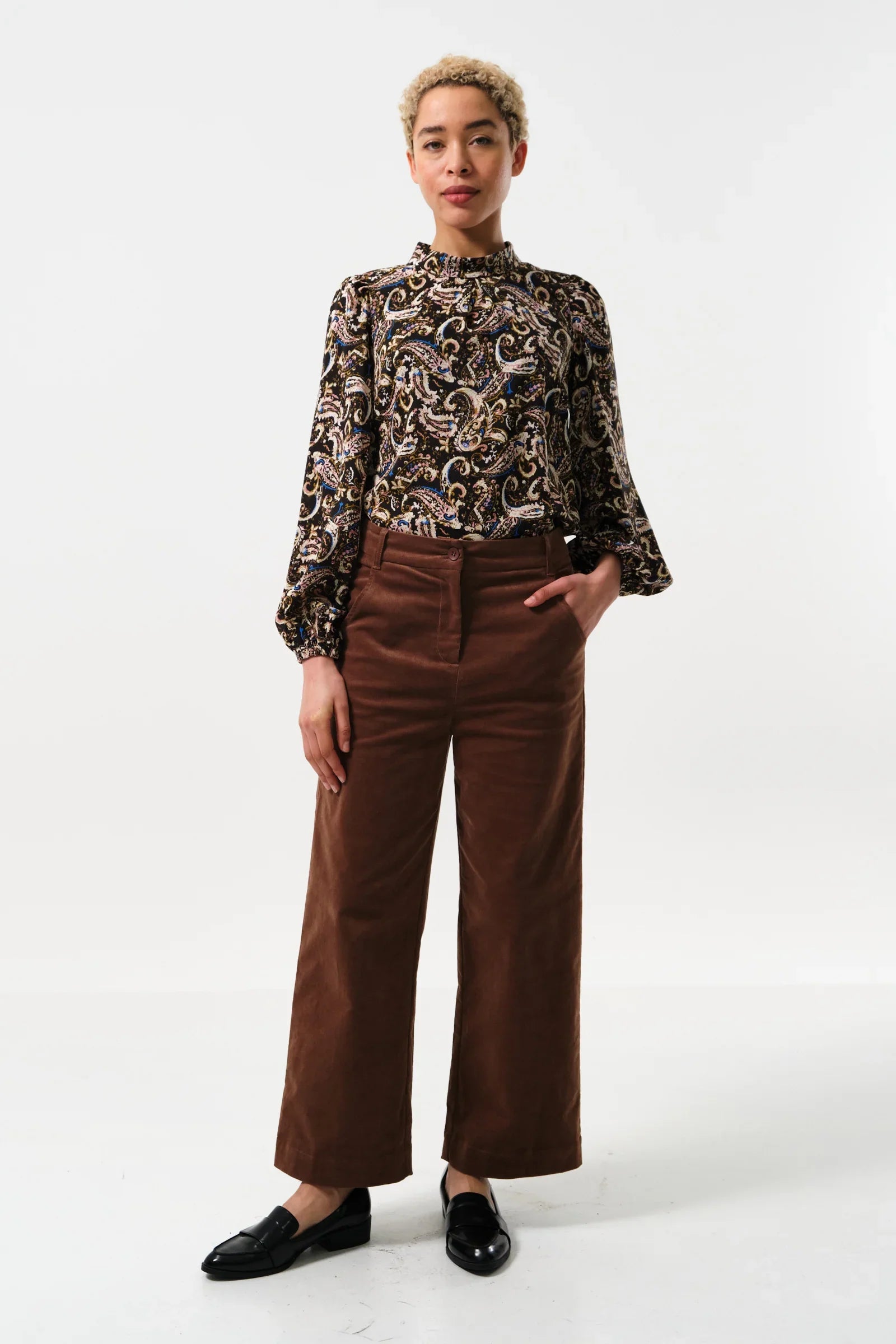 Tim Baby Cord Straight Cut Trousers - Mole
