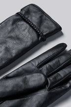 Tema Black Leather Touchphone Gloves.