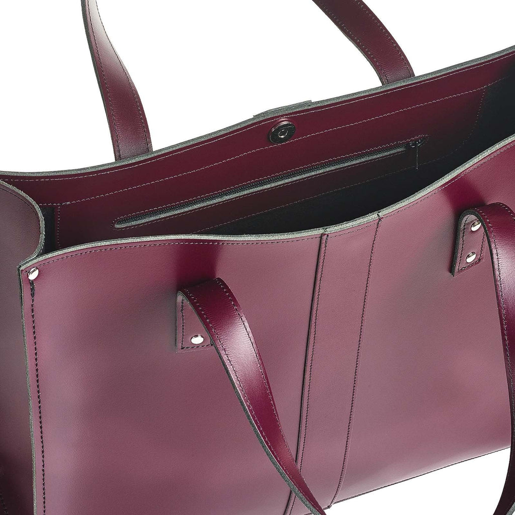 Handmade Leather Shopper - Marsala Red