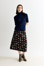 Vista Sustainable Marl Short Sleeve Polo Neck Top - Navy