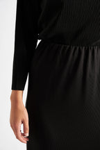Wilson Black Fine Rib Midi Pencil Skirt