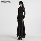 Punk Rave Seraphine Spinal Lace Panel Maxi Dress in Black