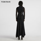 Punk Rave Seraphine Spinal Lace Panel Maxi Dress in Black