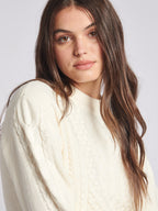 Womens Multi Cable Knit Jumper in Egret