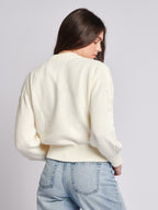 Womens Multi Cable Knit Jumper in Egret