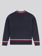 Womens Tri Stripe Tipping Cricket Jumper in Navy Iris