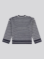 Womens Textured Stripe Jumper in Navy Iris