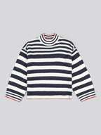 Womens Textured Stripe Mock Neck Jumper in Marshmallow