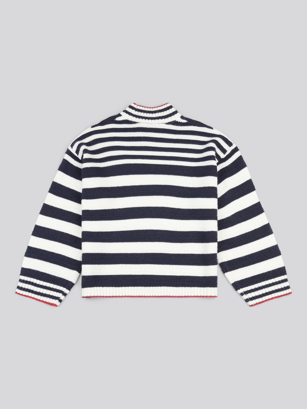 Womens Textured Stripe Mock Neck Jumper in Marshmallow