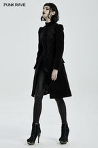 Punk Rave Nerezza Goth Mid-Length Embroidered Velvet Coat