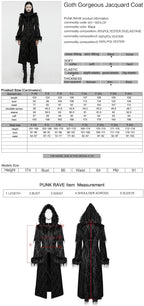 Punk Rave Morrigan Goth Gorgeous Jacquard Coat - Black