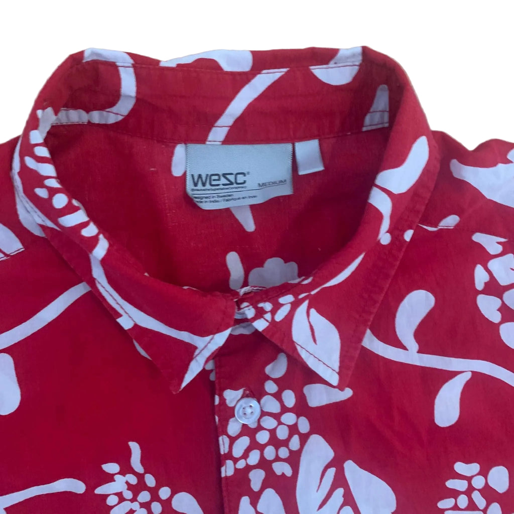 Vintage WESC Hawaiian Short Sleeved Shirt Red Medium