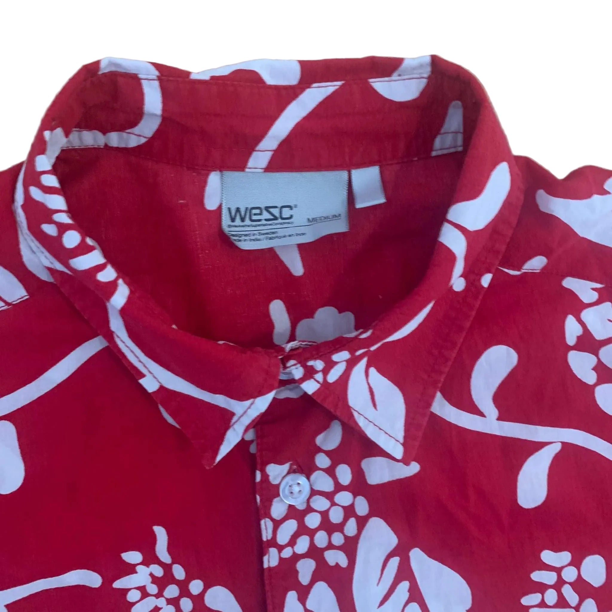 Vintage WESC Hawaiian Short Sleeved Shirt Red Medium