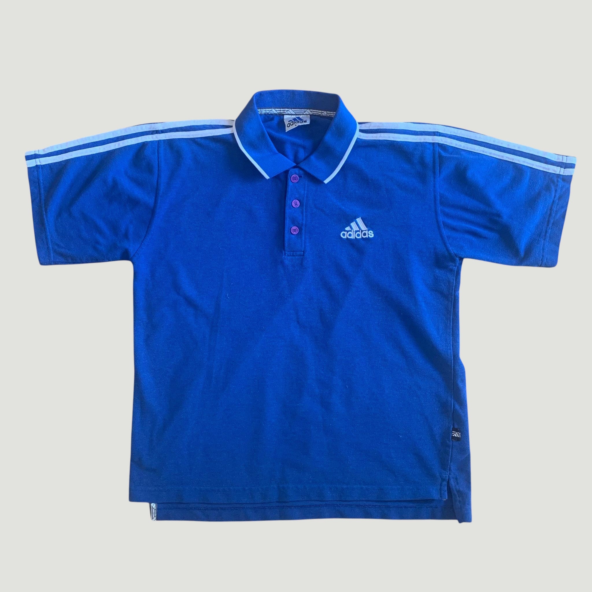 Vintage 90s Adidas Polo T-Shirt Royal Blue Large