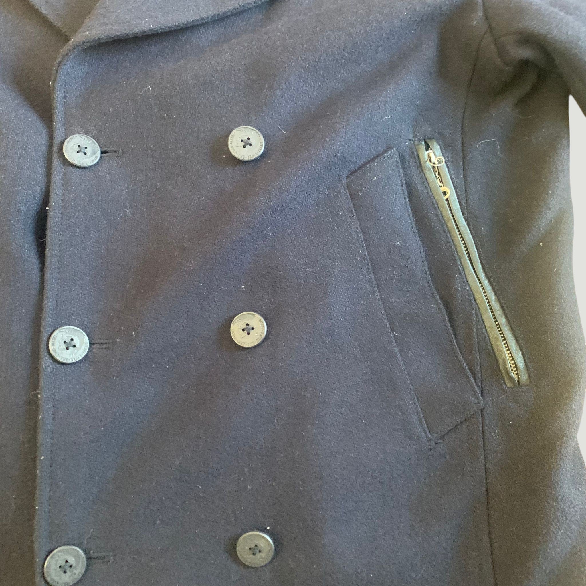 Vintage Diesel Co Only The Brave Wool Peacoat Jacket Navy XL