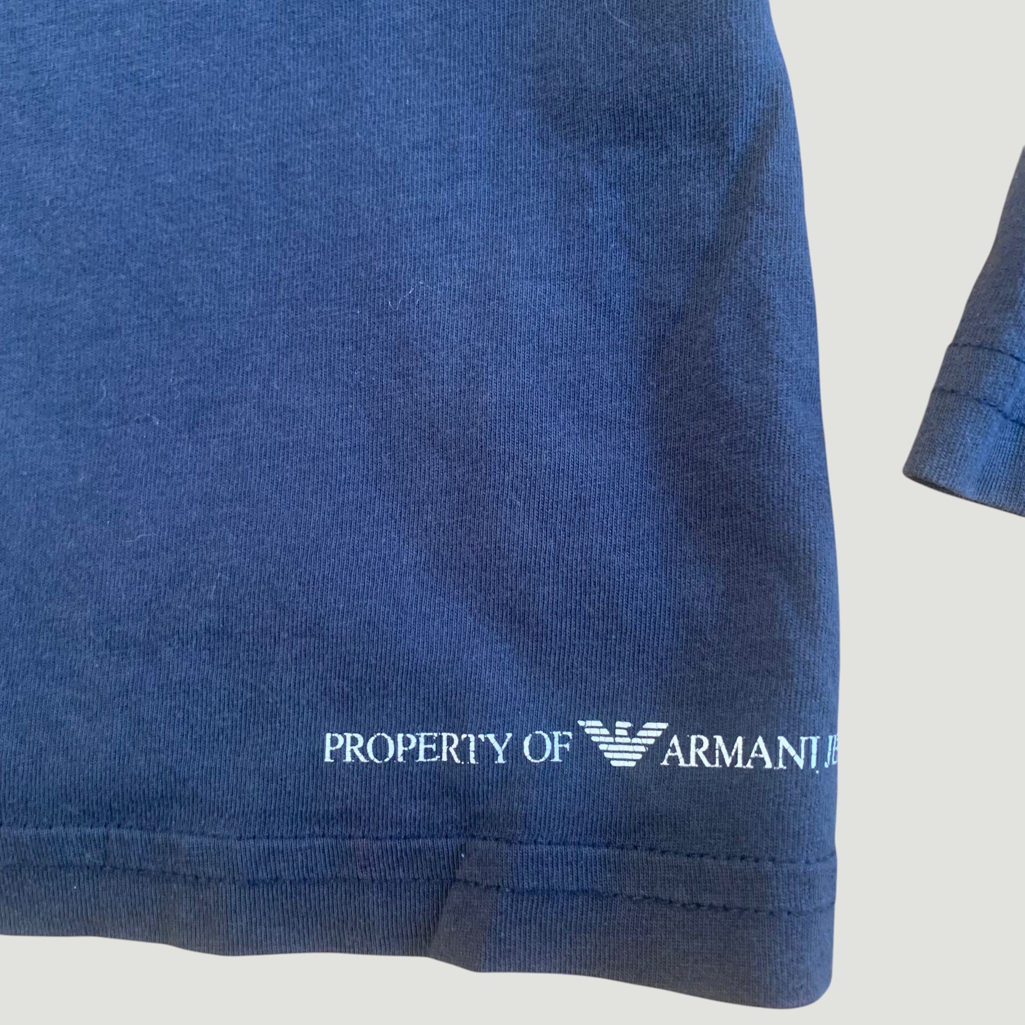 Preloved Armani Jeans Long Sleeve Polo T-Shirt Navy Extra Slim XL