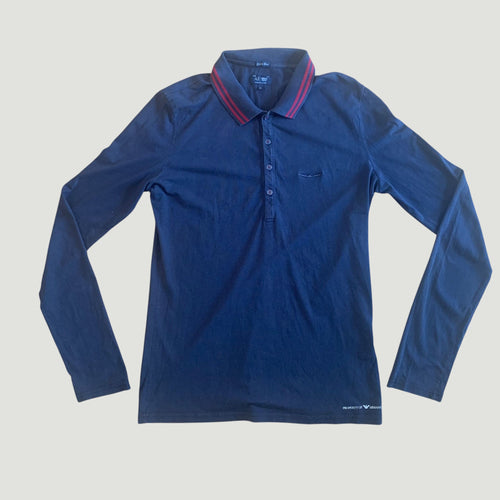 Preloved Armani Jeans Long Sleeve Polo T-Shirt Navy Extra Slim XL