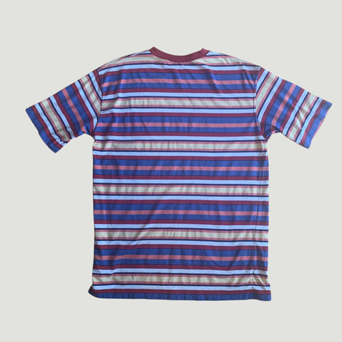 Vintage 90s Striped Pop Art Print T-Shirt Red/Blue Medium