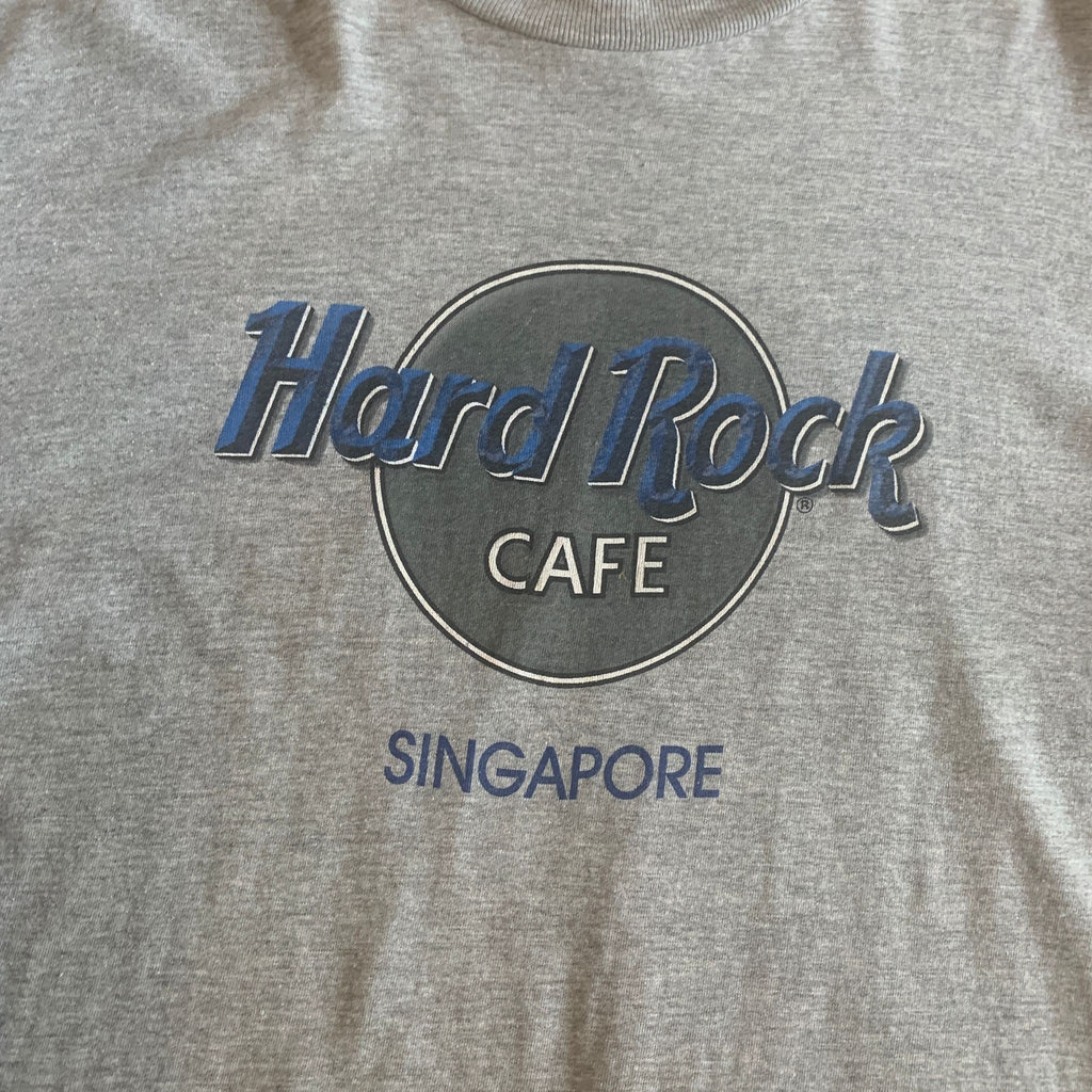 Vintage 90s Hard Rock Cafe Singapore T-Shirt Grey Large