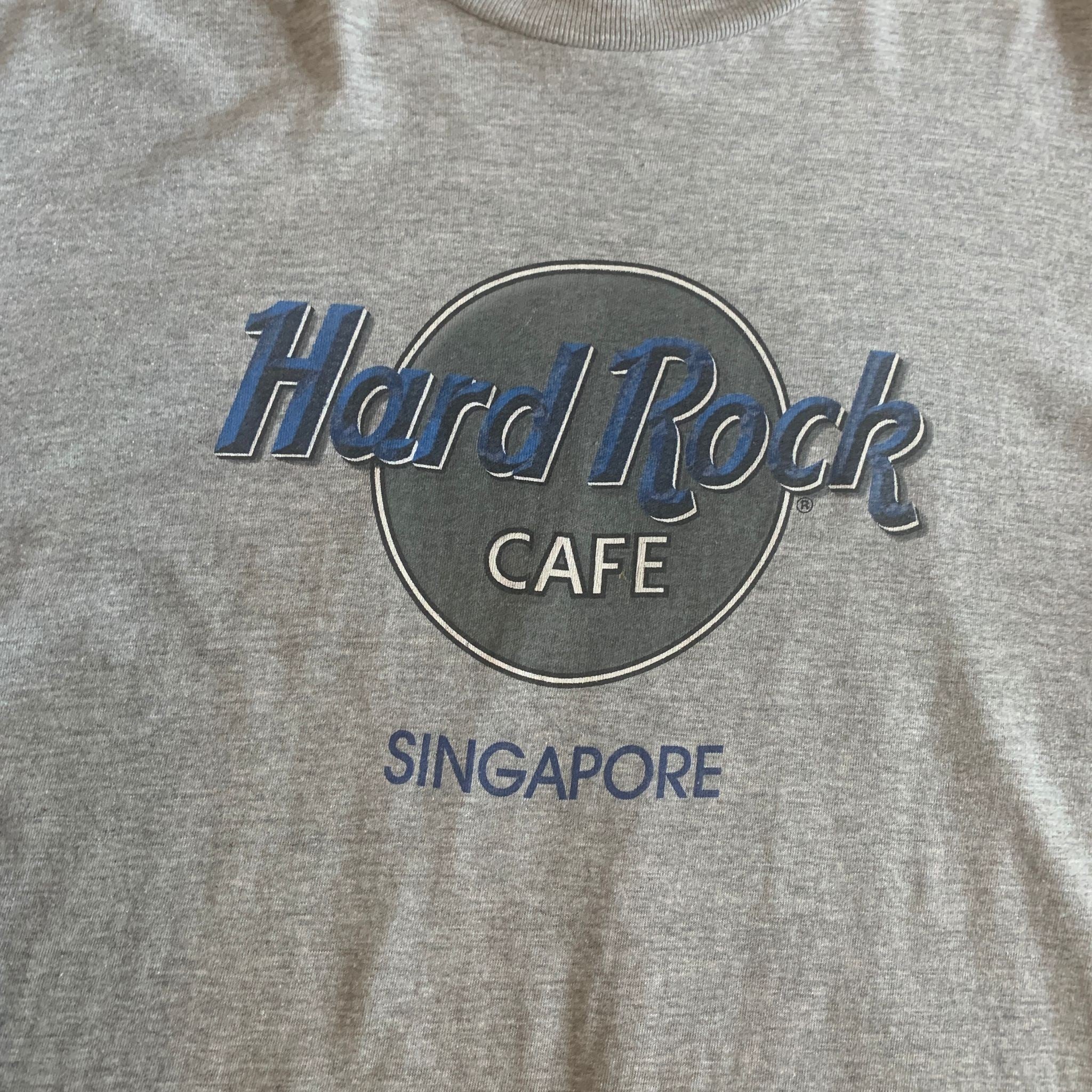 Vintage 90s Hard Rock Cafe Singapore T-Shirt Grey Large