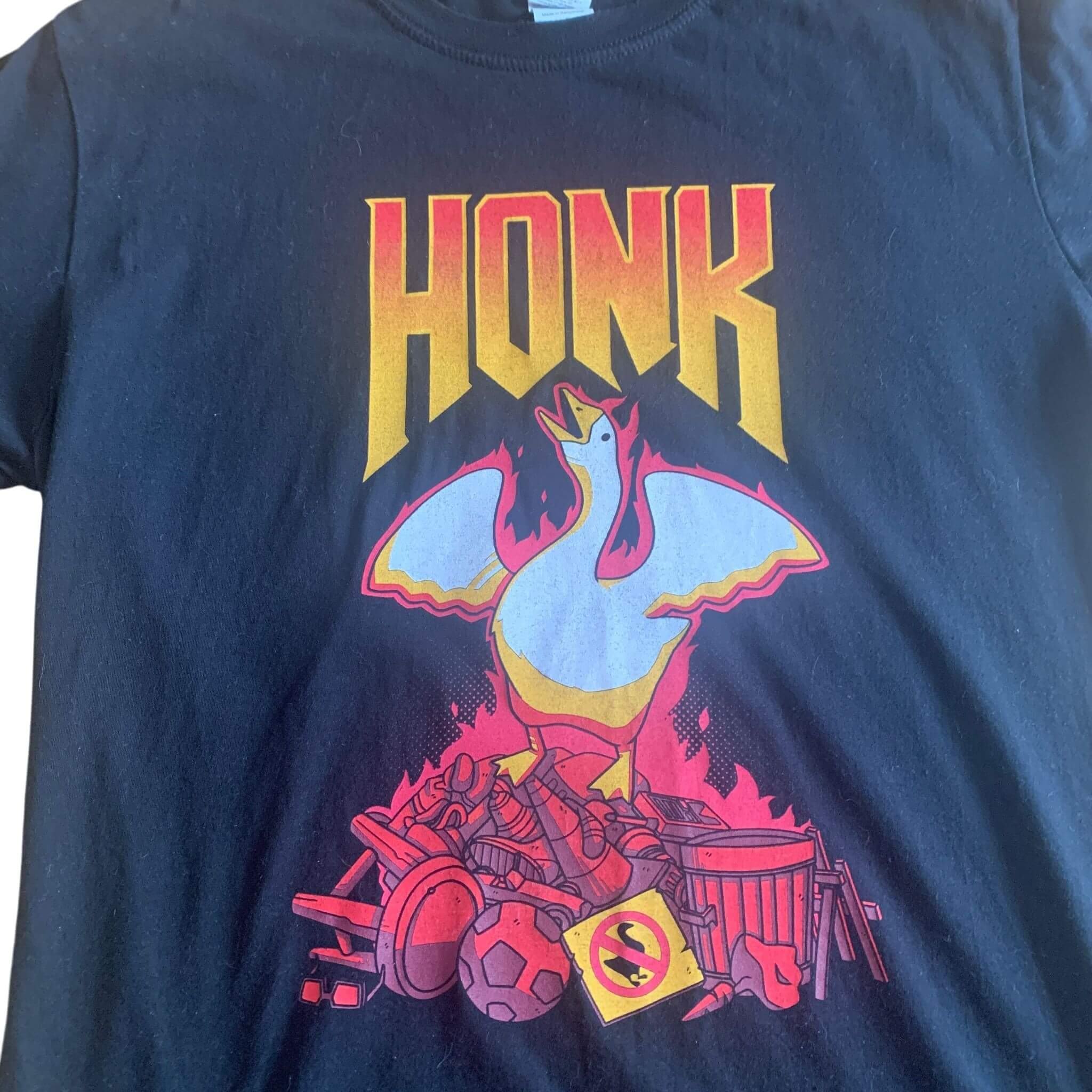 Vintage Honk Goose T-Shirt Black Large