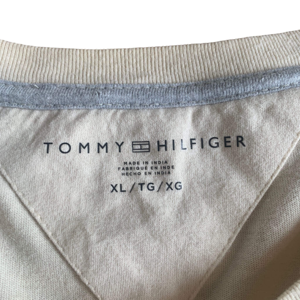 Preloved Tommy Hilfiger Embroidered Logo T-Shirt Cream XL