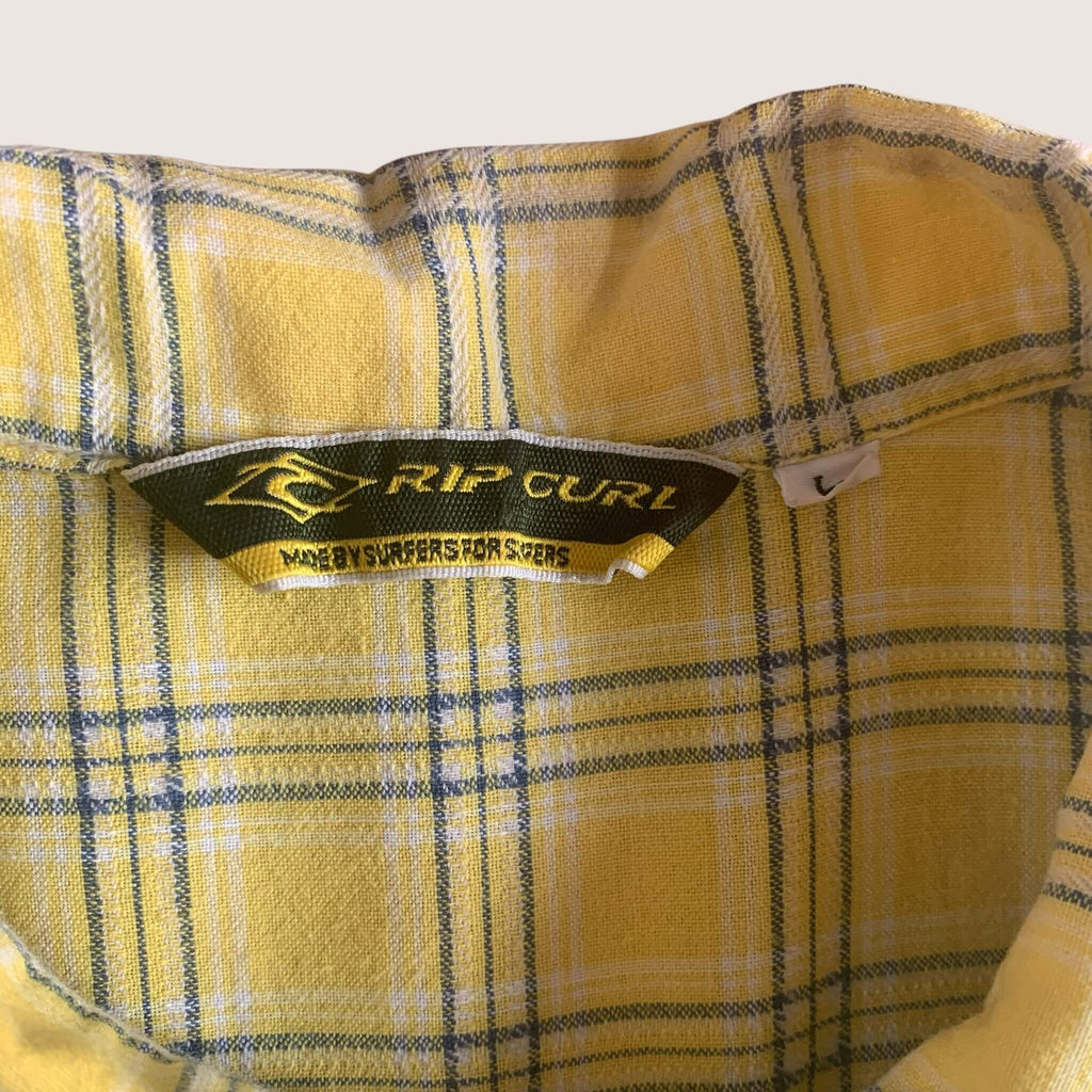 Vintage 90s Rip Curl Checked Shirt Short Sleeved Yellow Large