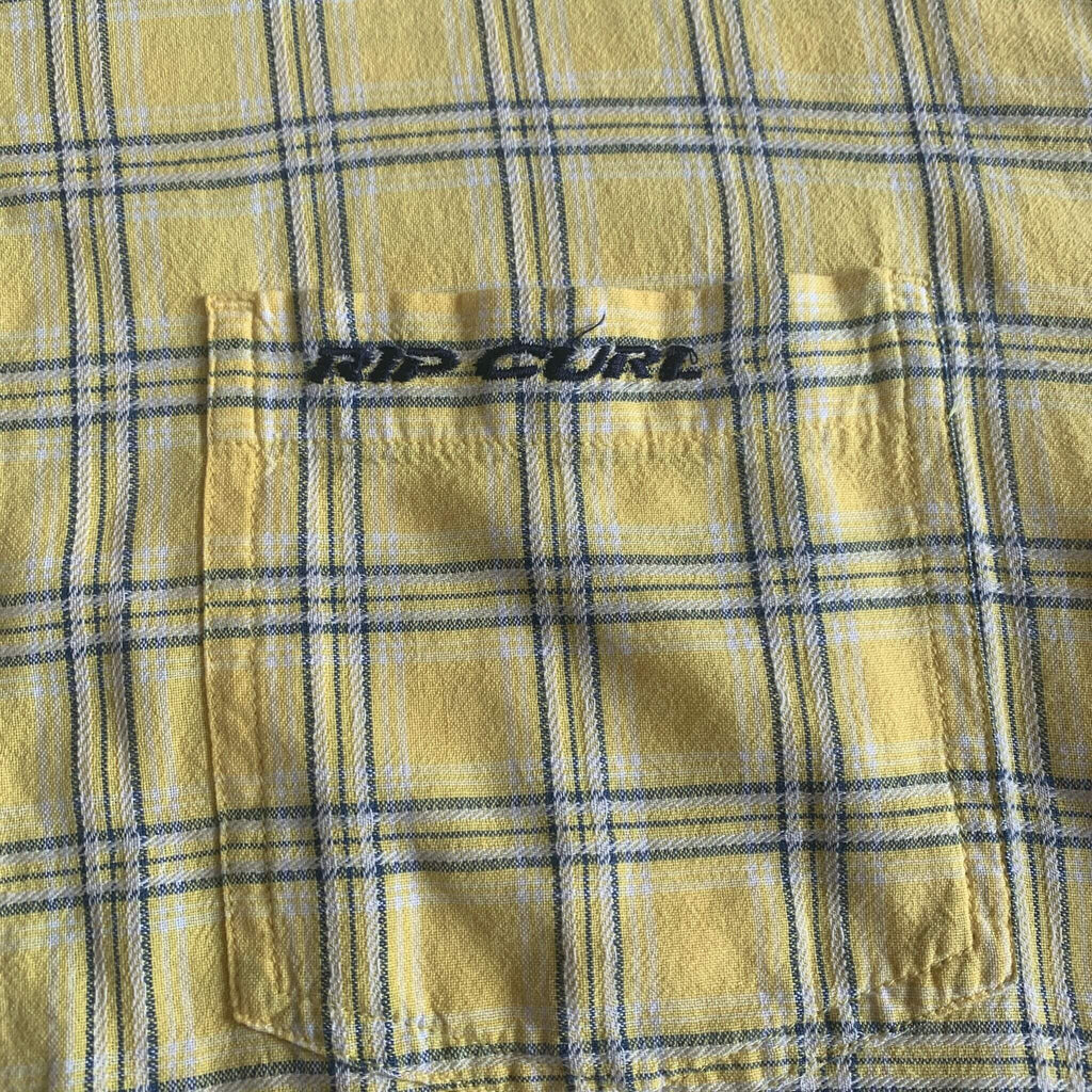Vintage 90s Rip Curl Checked Shirt Short Sleeved Yellow Large