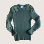 Vintage Military/Fishing Jumper Heavy Olive Round Neck Green Medium