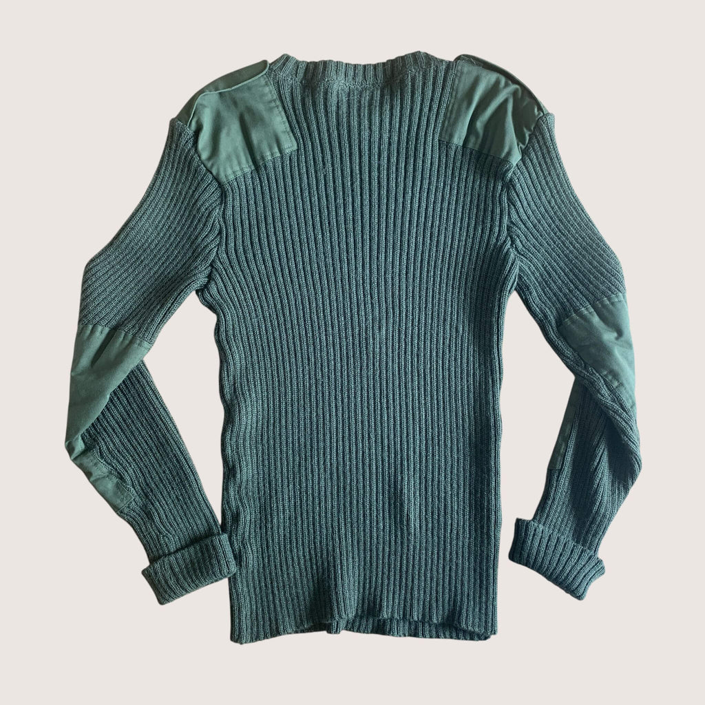 Vintage Military/Fishing Jumper Heavy Olive Round Neck Green Medium