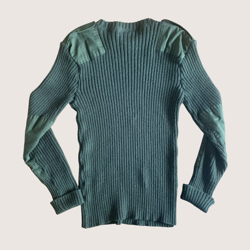Vintage Military/Fishing Jumper Heavy Olive Round Neck Green Medium