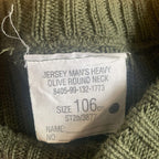 Vintage Military/Fishing Jumper Heavy Olive Round Neck Green Medium