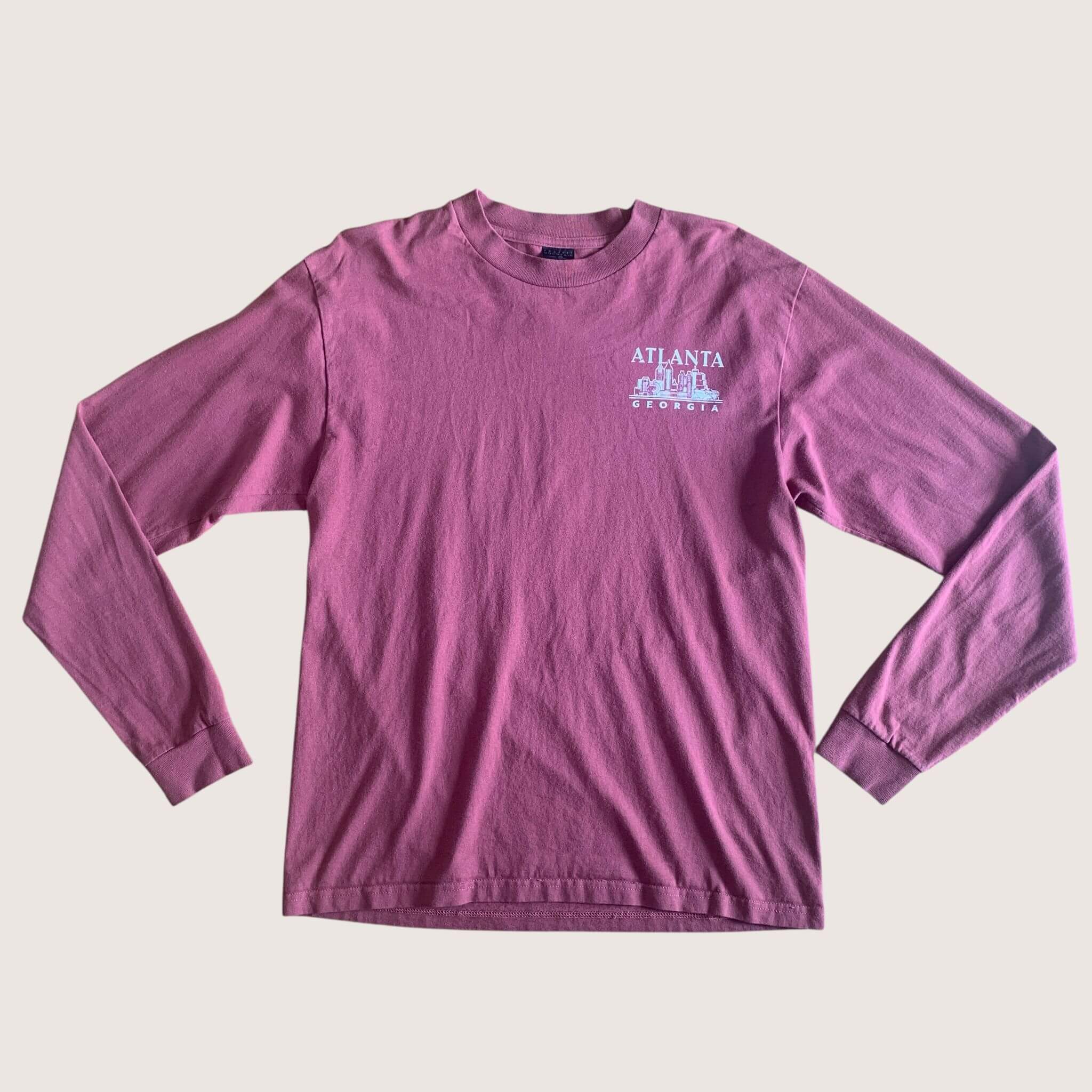 Vintage Atlanta Georgia Long Sleeved T-Shirt Burgundy Medium