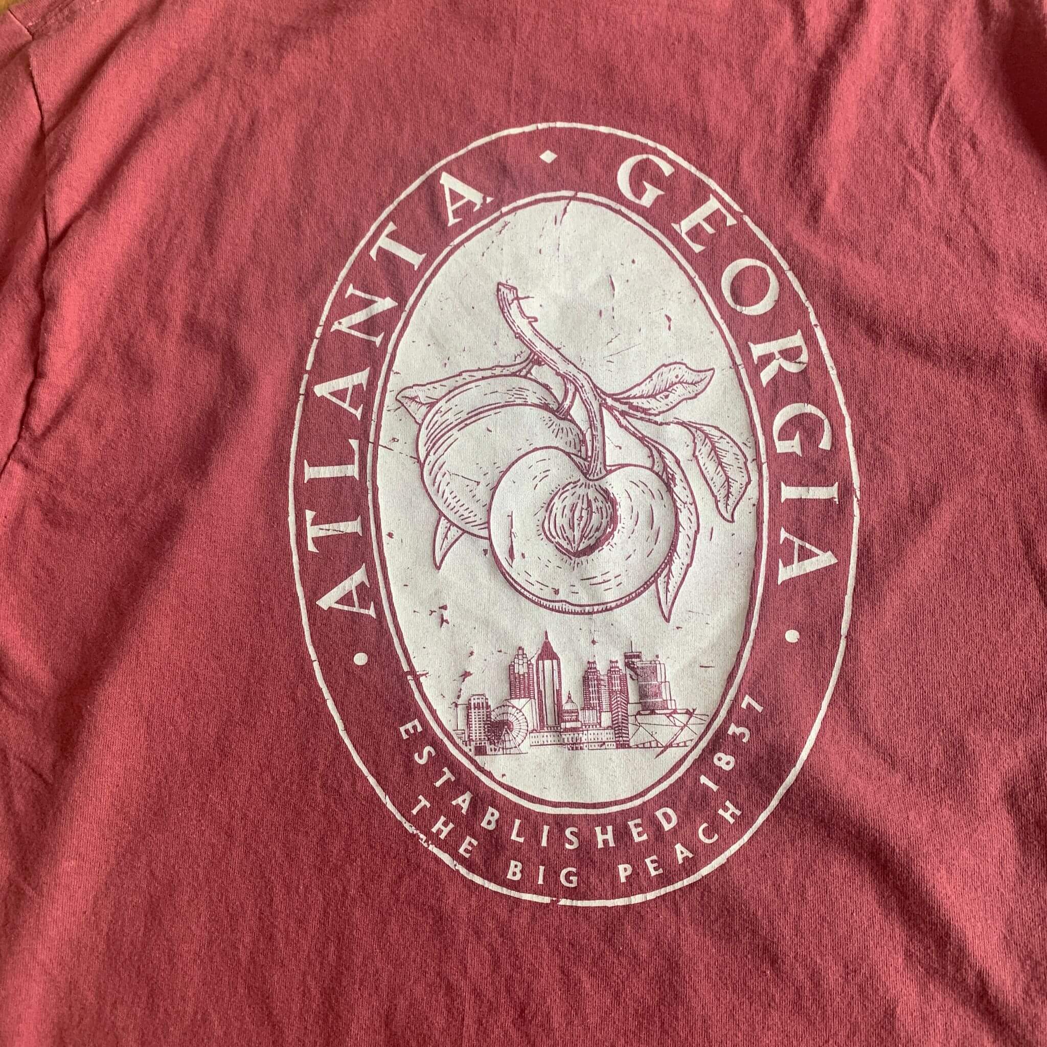 Vintage Atlanta Georgia Long Sleeved T-Shirt Burgundy Medium