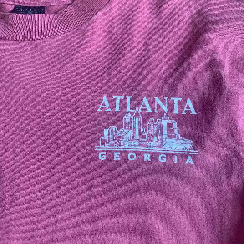 Vintage Atlanta Georgia Long Sleeved T-Shirt Burgundy Medium