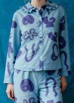 Organic Cotton Pyjama Shirt in Blue Things