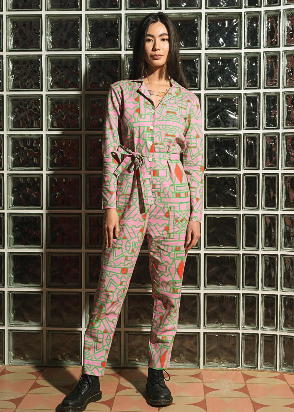 Organic Cotton & Linen Jumpsuit Blush Horizon
