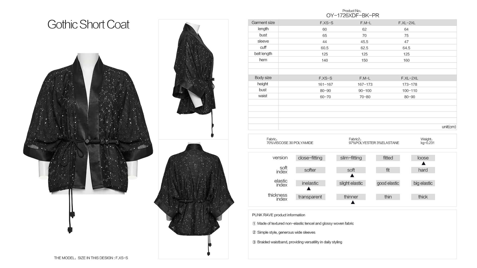 Punk Rave Augusta Constellation Print Kimono Top or Jacket