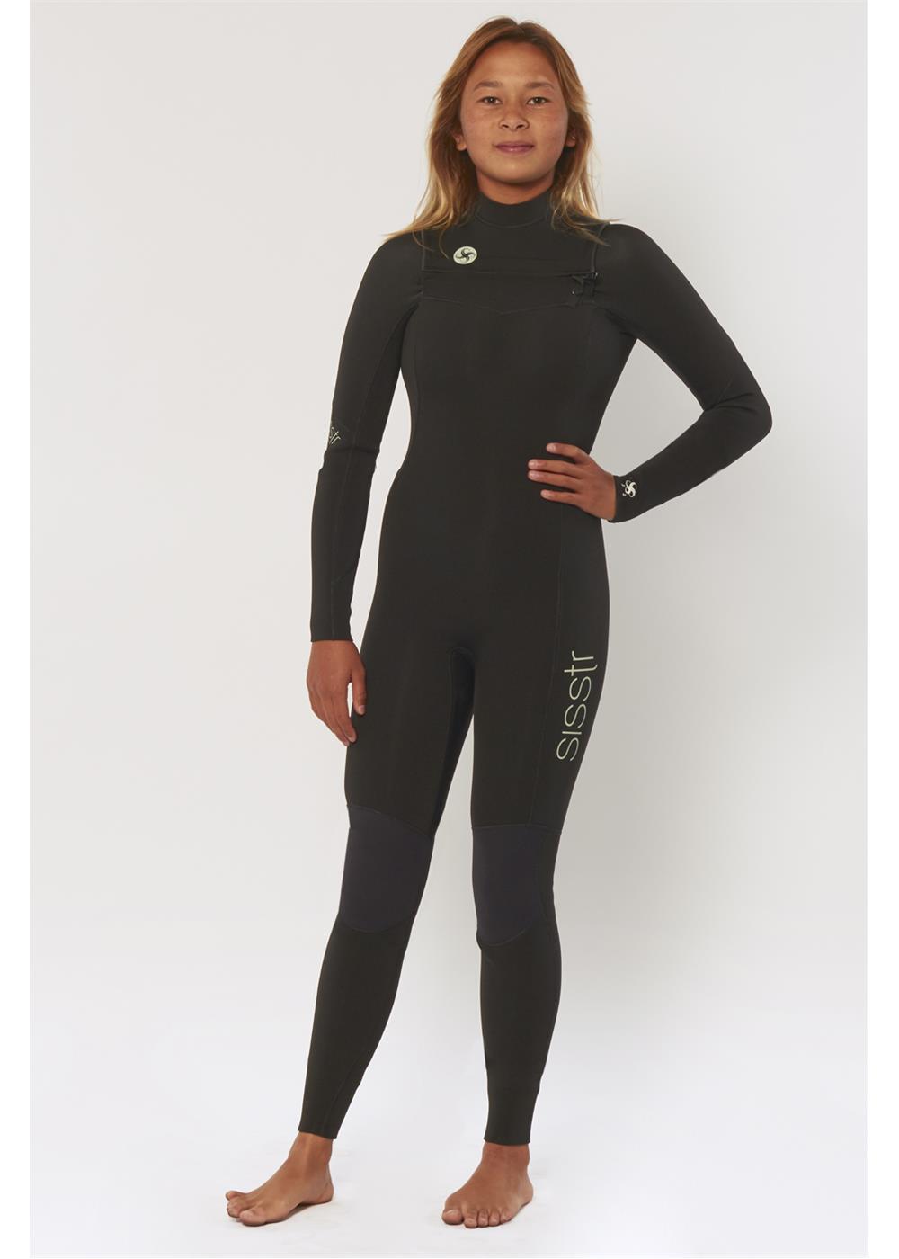 Sisstr Youth 7 Seas 4/3 Chest Full Wetsuits SBK - Solid Black