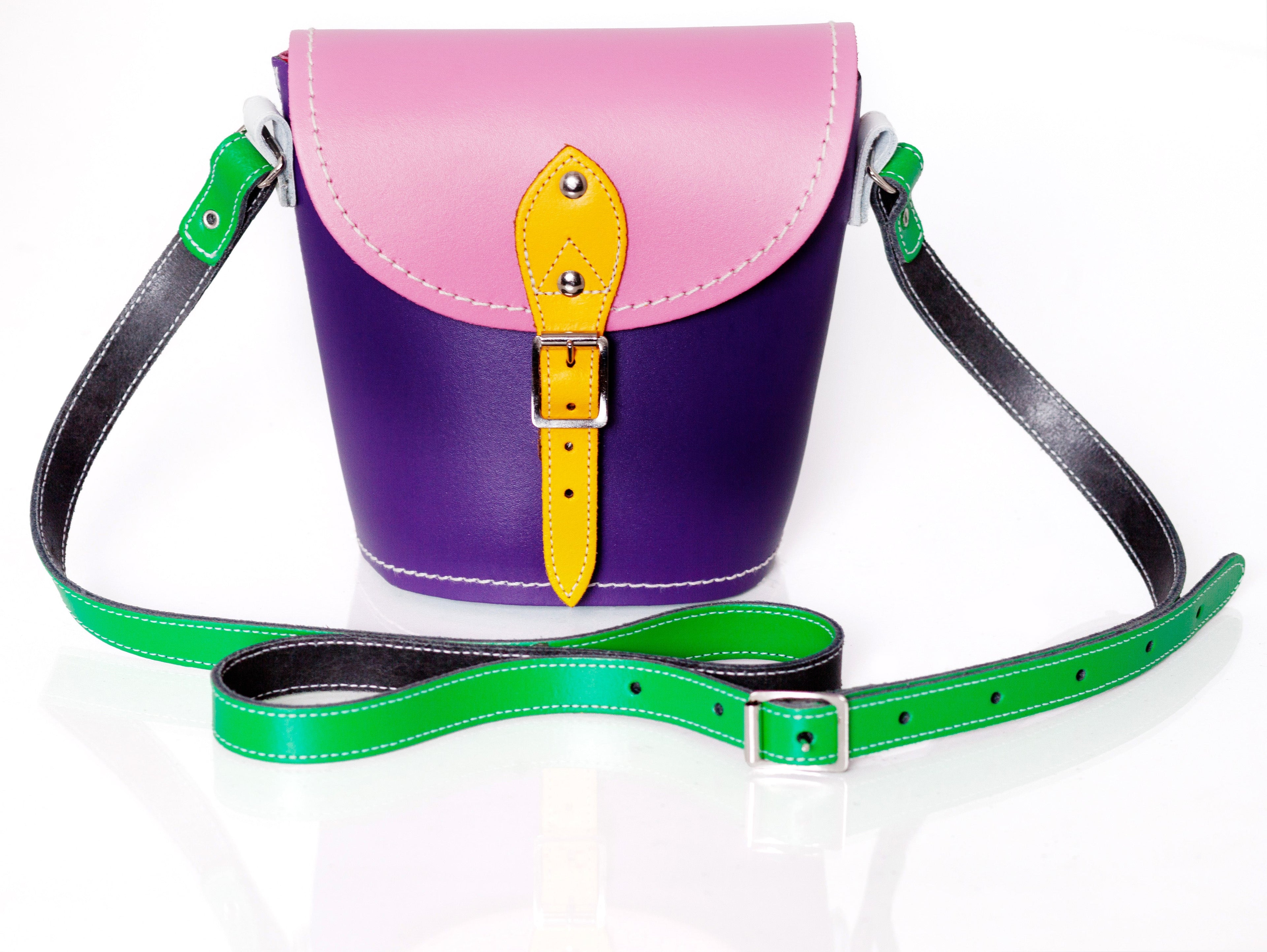 Handmade Leather Barrel Bag - Classic Kaleidoscope Small