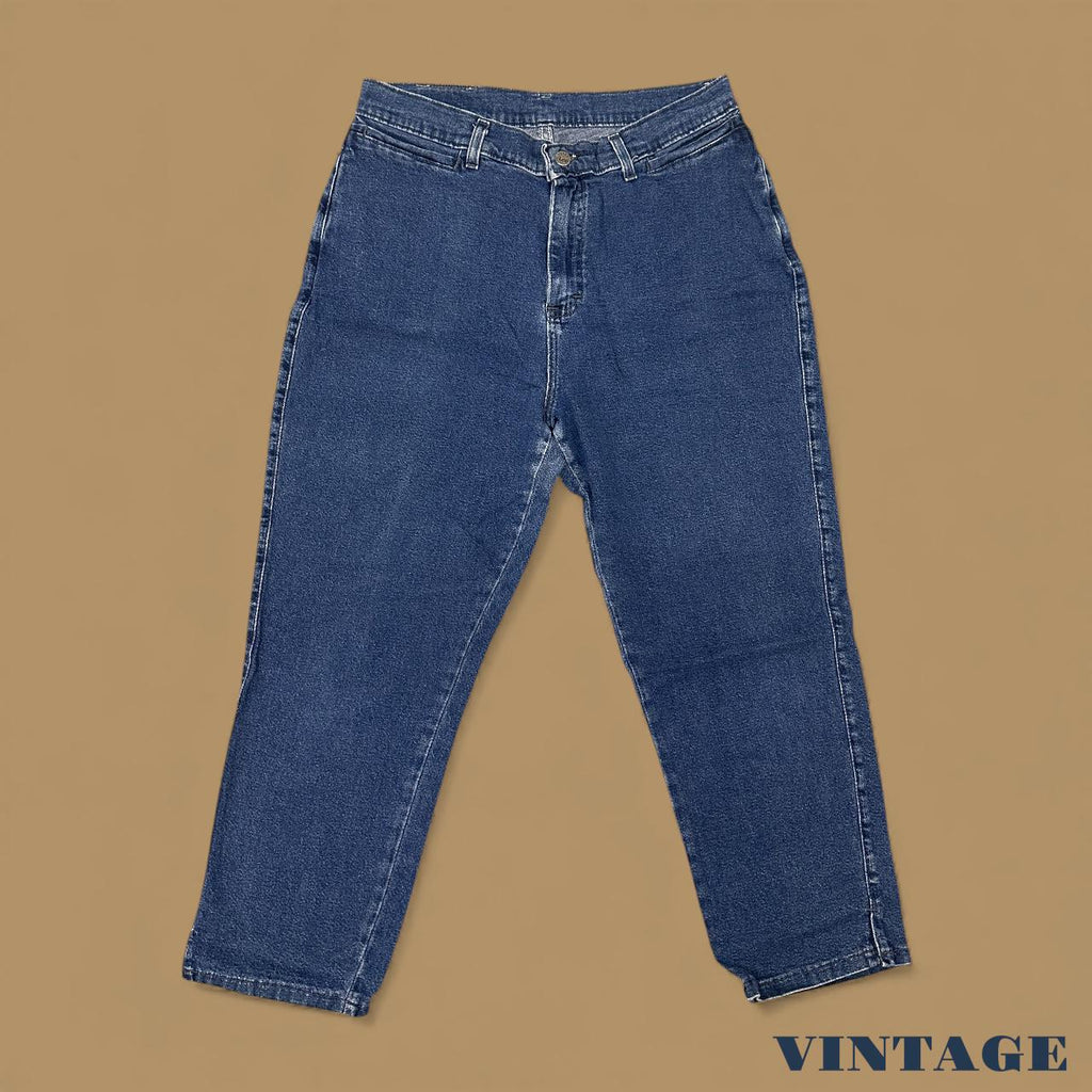 Vintage Lee Tapered Leg Cropped Mom Jeans Dark Blue W33 L24