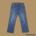 Vintage Wrangler USA Made Raw Hem Straight Leg Ankle Jeans Mid Blue W34 L28