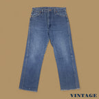 Vintage Wrangler USA Made Raw Hem Straight Leg Ankle Jeans Mid Blue W34 L28
